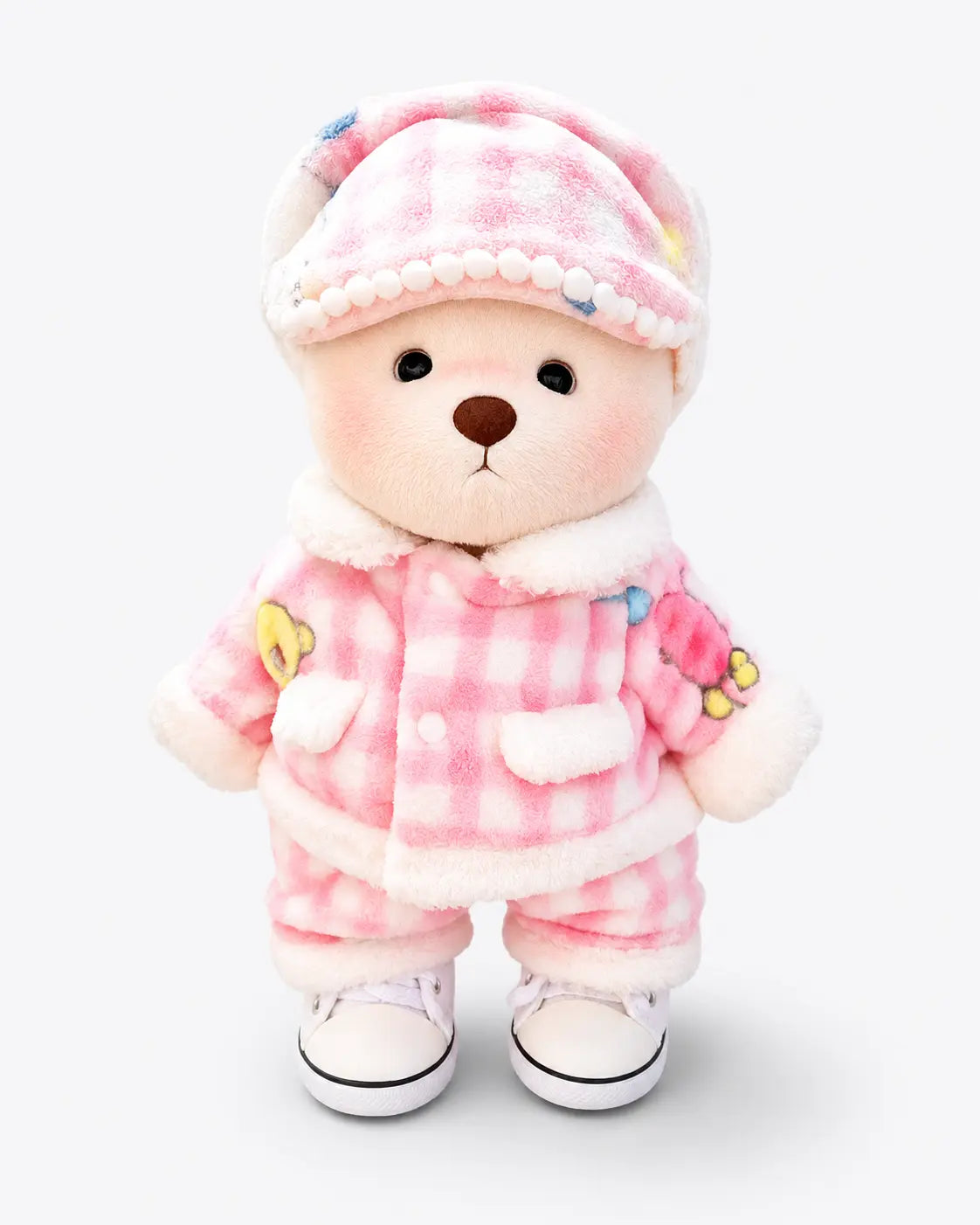 Fuffybear Pink Checkered-Jointed Bear