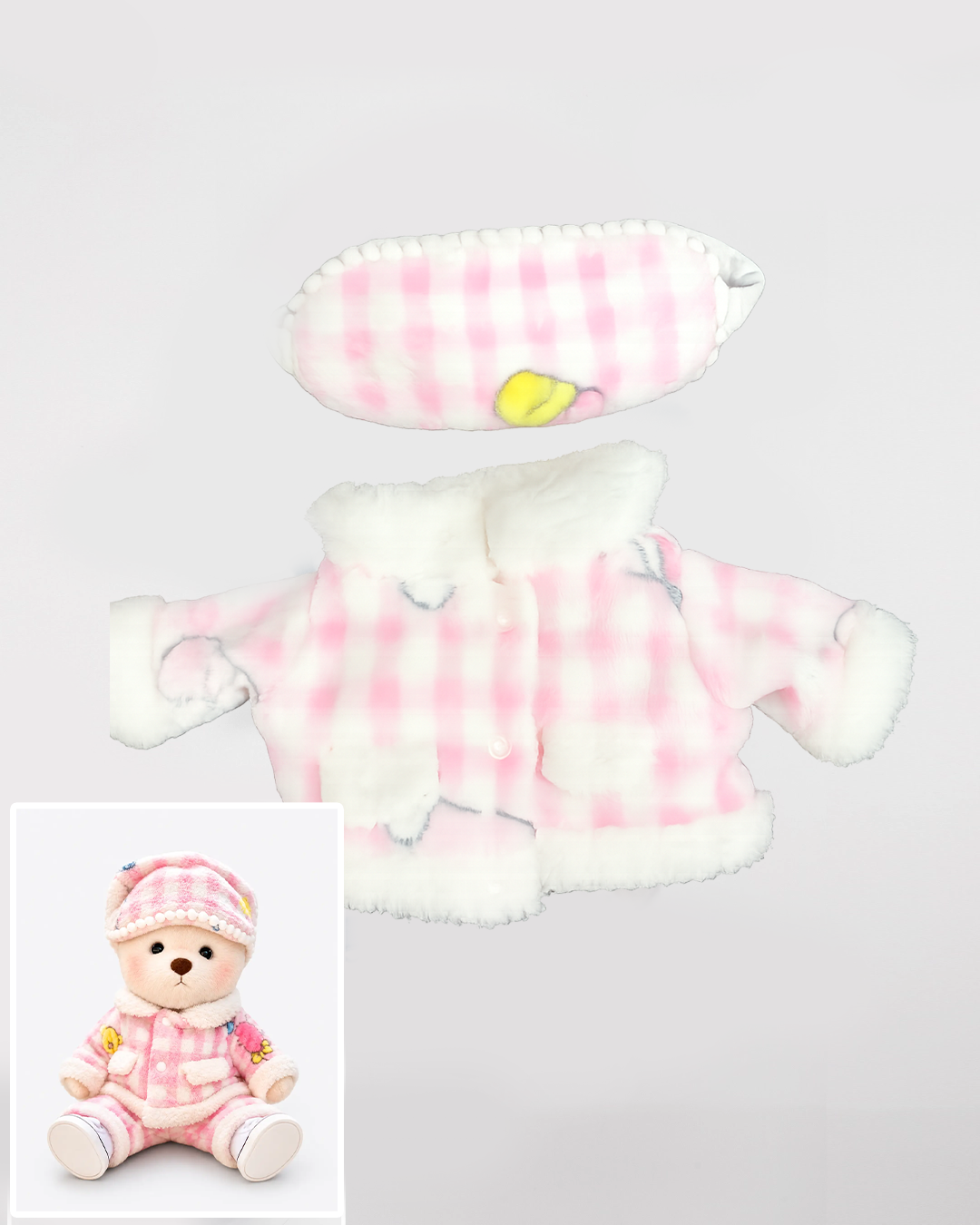 Fuffybear Pink Checkered-Jointed Bear